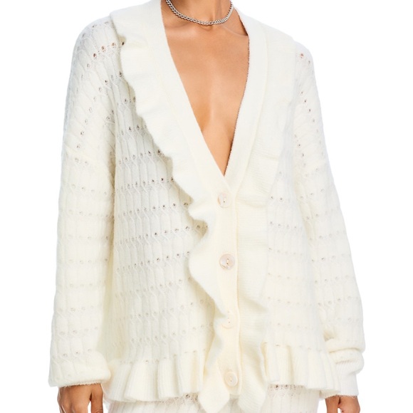 FARM Rio Ruffle Trim Button
Front Cardigan Off White - Picture 1 of 5